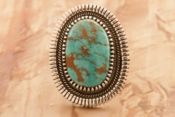 Genuine Royston Turquoise Sterling Silver Native American Ring